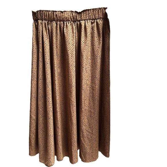 PZJill Leopard Dot Print Maxi Midi Skirt Tan Black Size Med Stretch High Waist - Picture 10 of 11